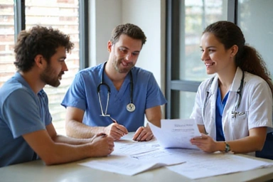 A team of medical professionals reviewing documents, symbolizing expert-curated content.