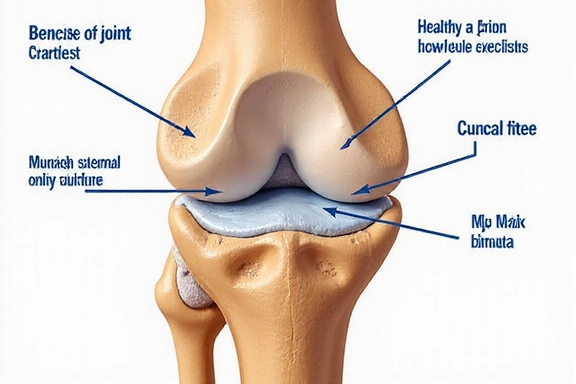A visual representation of joint cartilage and bone health, possibly a medical illustration.