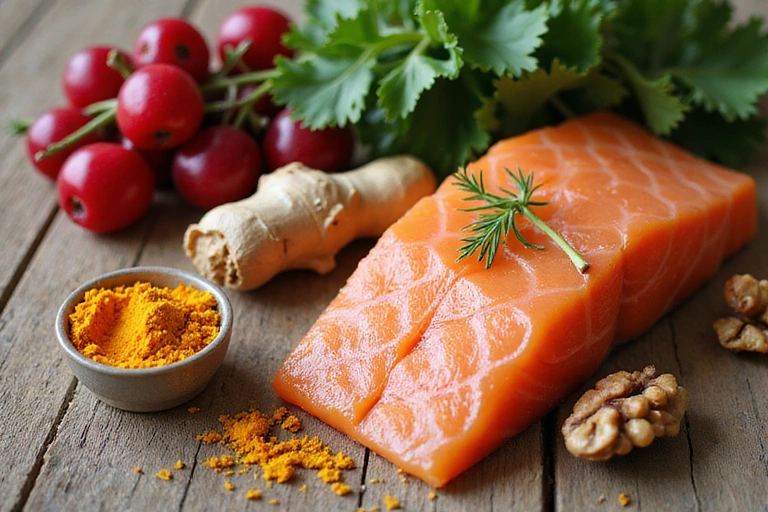 A variety of anti-inflammatory foods like turmeric, ginger, berries, and leafy greens.