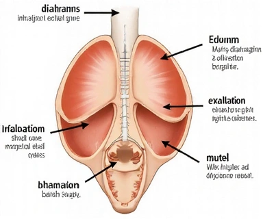 Diagram showing proper breathing technique for pelvic floor activation